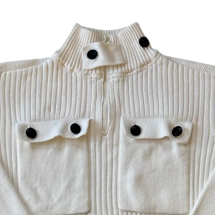 Large Henri Lloyd White Ribbed 1/4 Zip