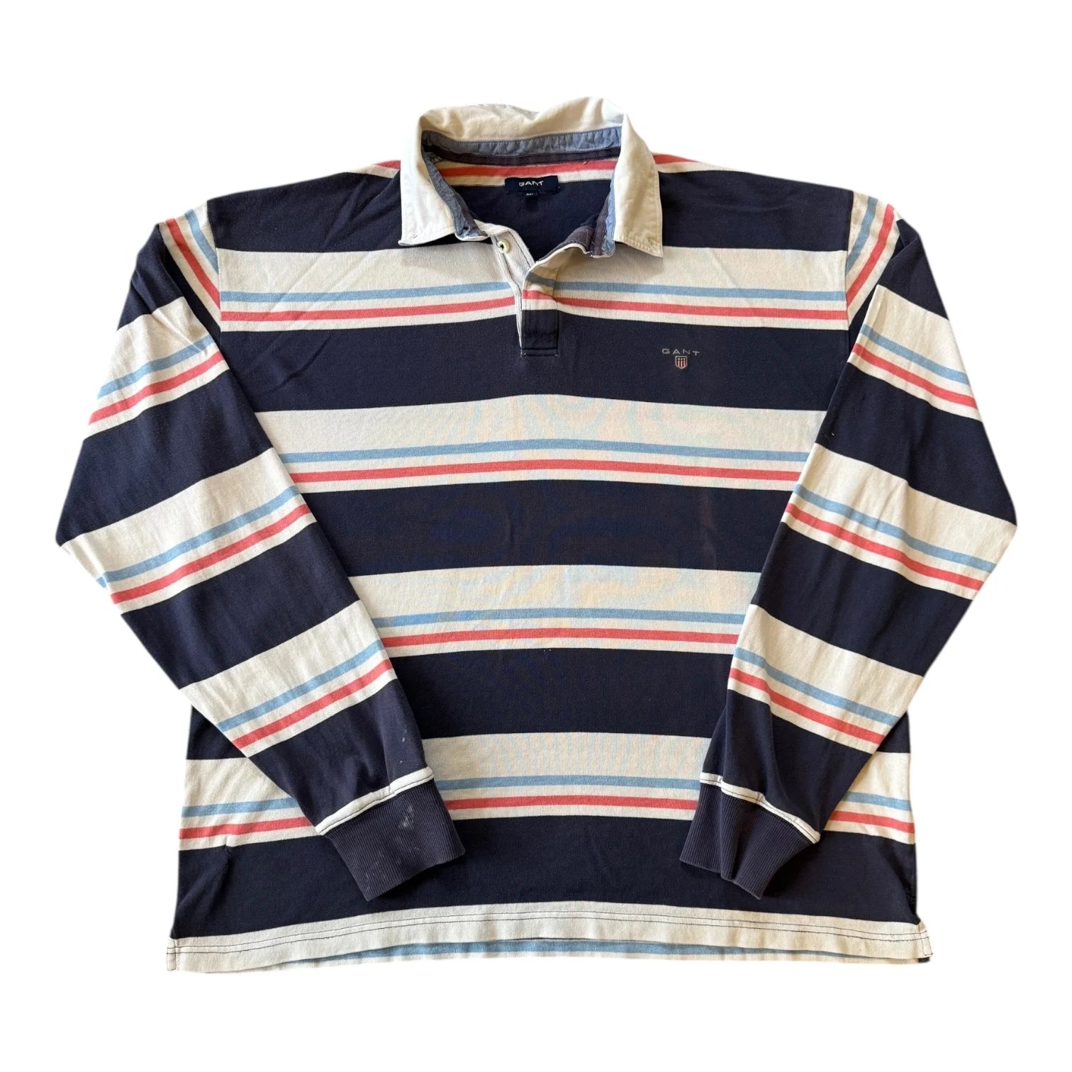 XXL Gant Navy Rugby Shirt - Stained