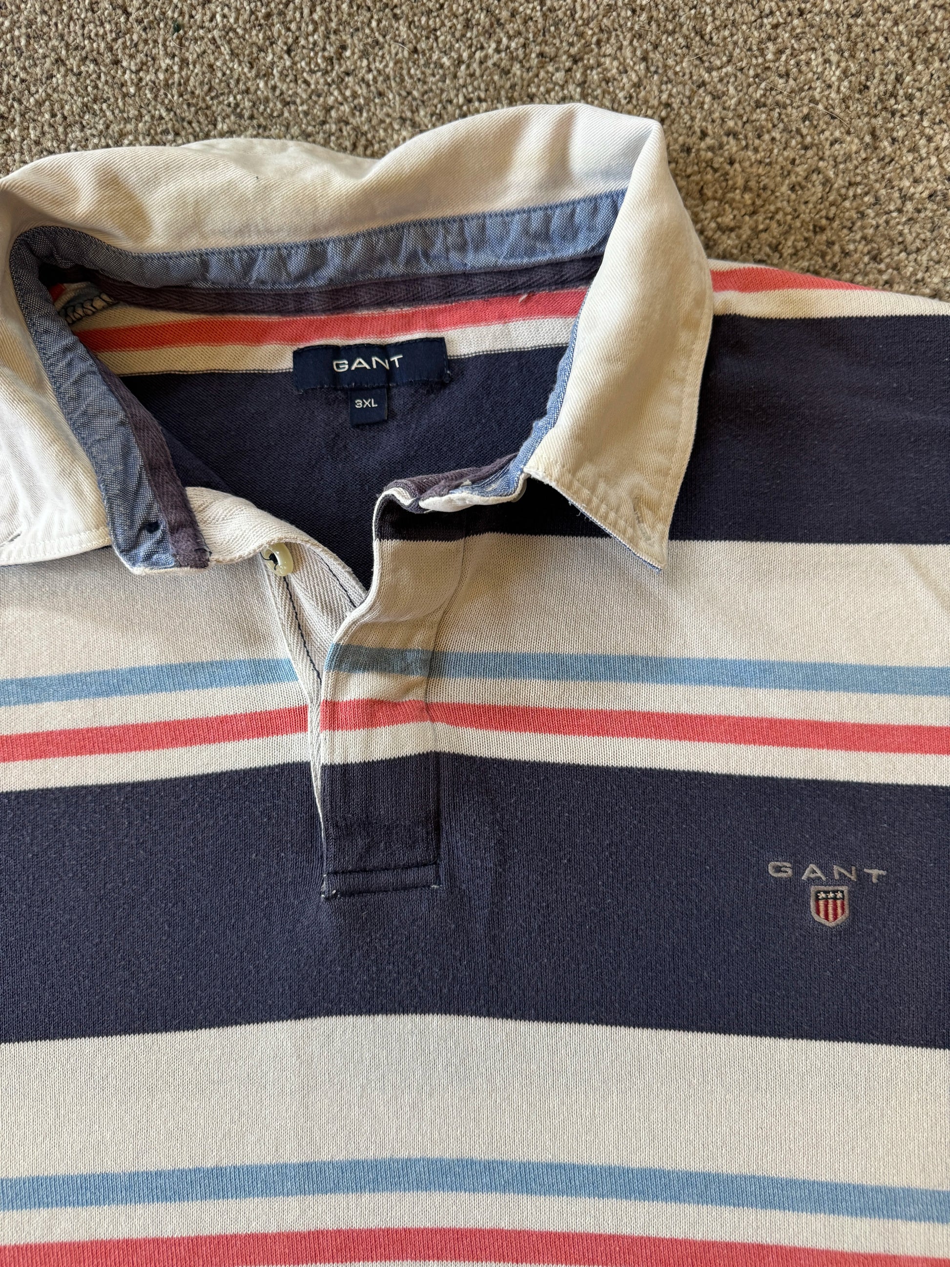 XXL Gant Navy Rugby Shirt - Stained