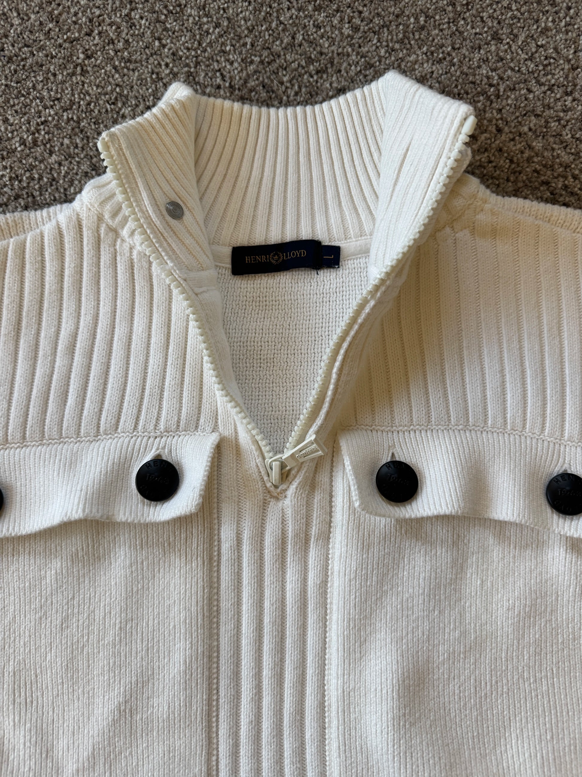 Large Henri Lloyd White Ribbed 1/4 Zip
