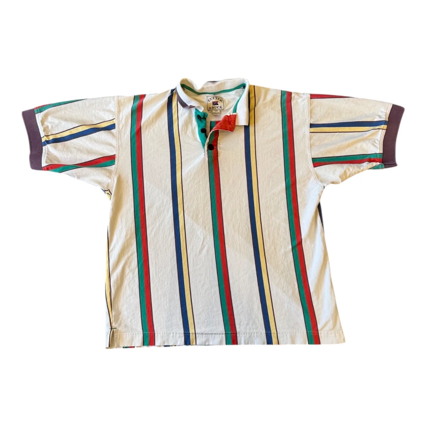 Extra large Cutter & Buck White Striped Polo Shirt