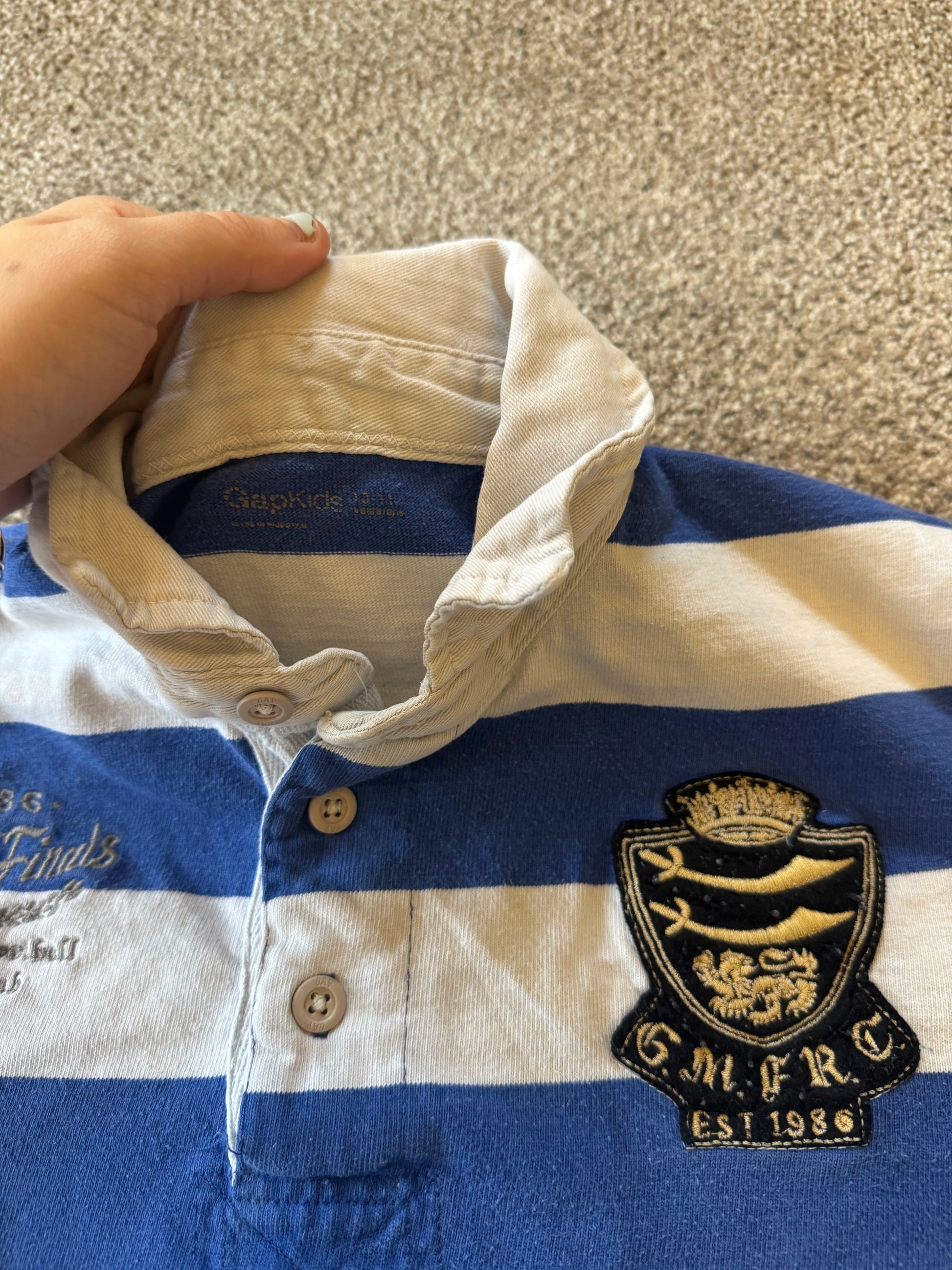 Aged 10-11 Gap Blue Striped Rugby Shirt
