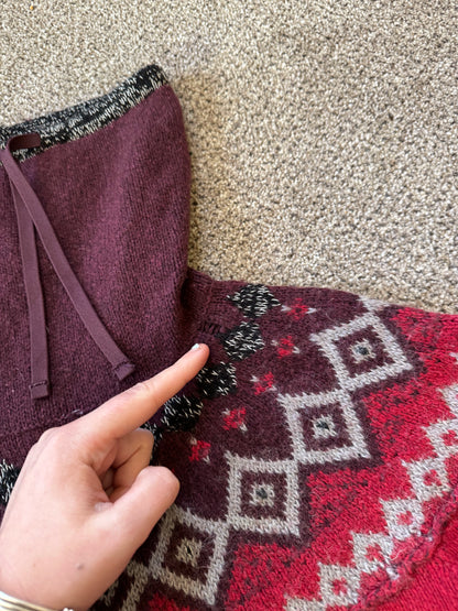 Woman's Medium Eddie Bauer Red Fair Isle Knitted Jumper