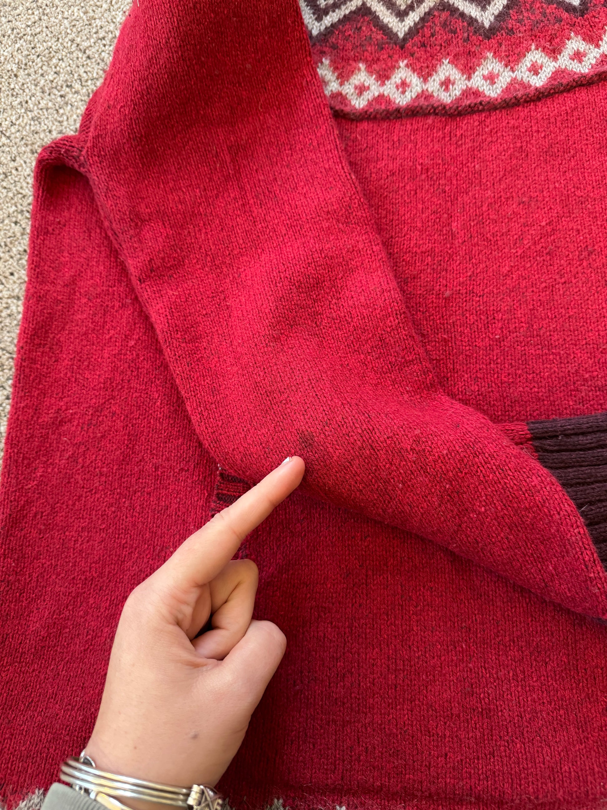 Woman's Medium Eddie Bauer Red Fair Isle Knitted Jumper