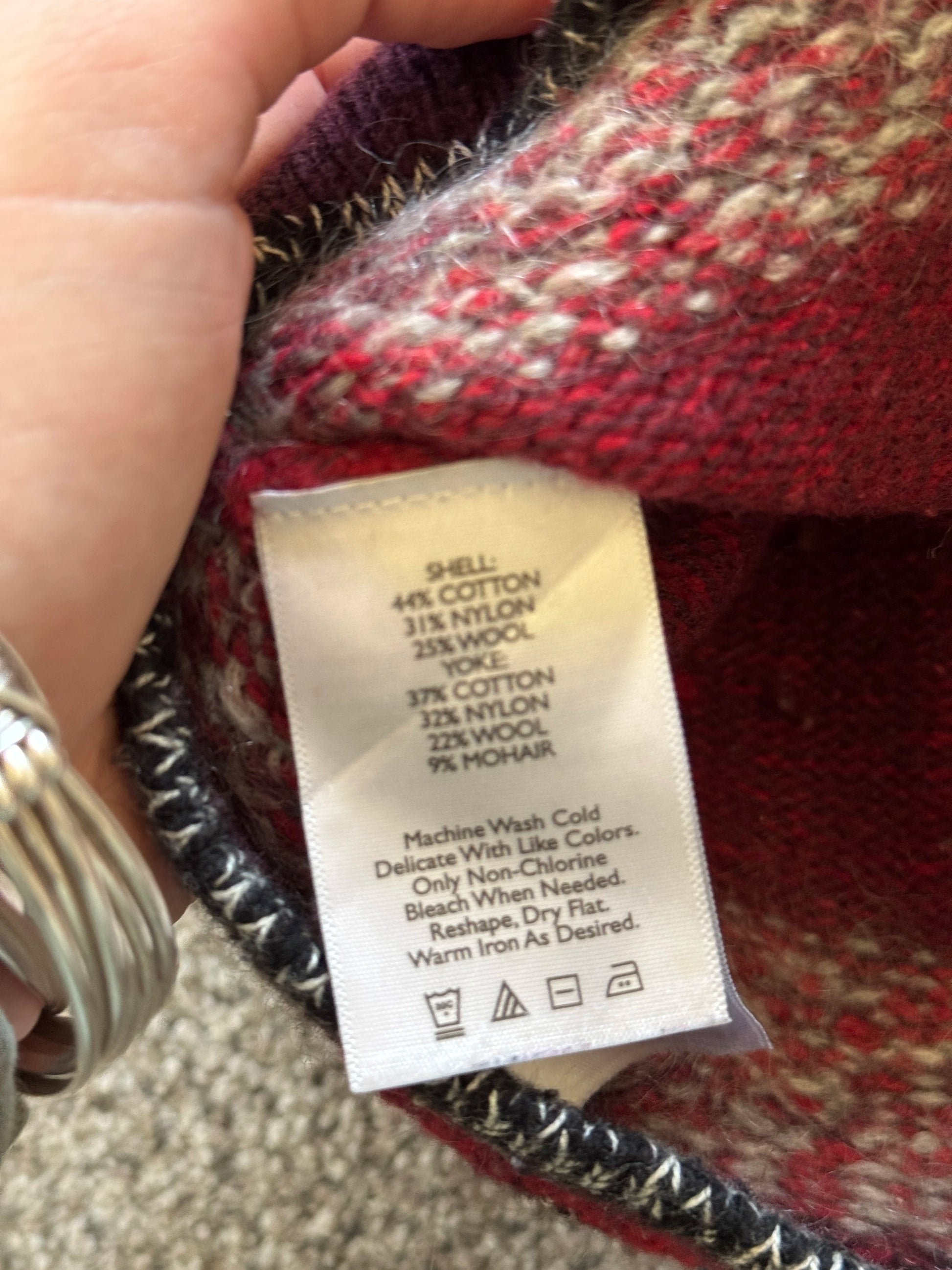 Woman's Medium Eddie Bauer Red Fair Isle Knitted Jumper