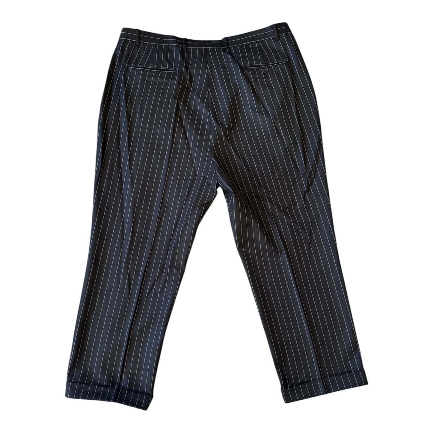 48R Jacket/ 42R Trousers Aquascutum Black Pinstripe Suit