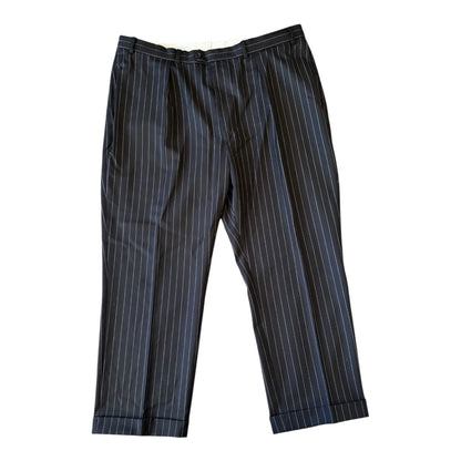 48R Jacket/ 42R Trousers Aquascutum Black Pinstripe Suit
