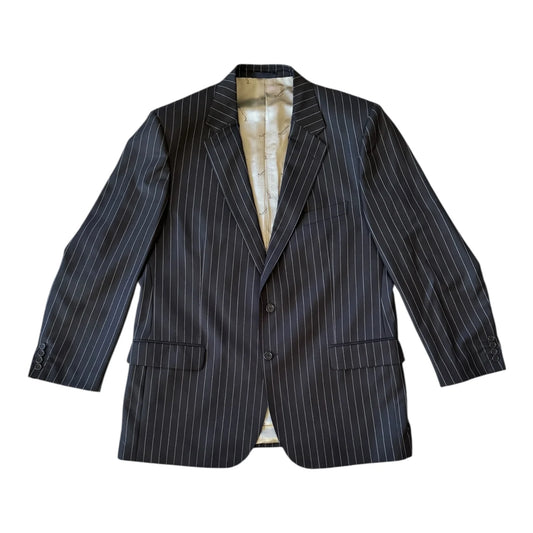 48R Jacket/ 42R Trousers Aquascutum Black Pinstripe Suit