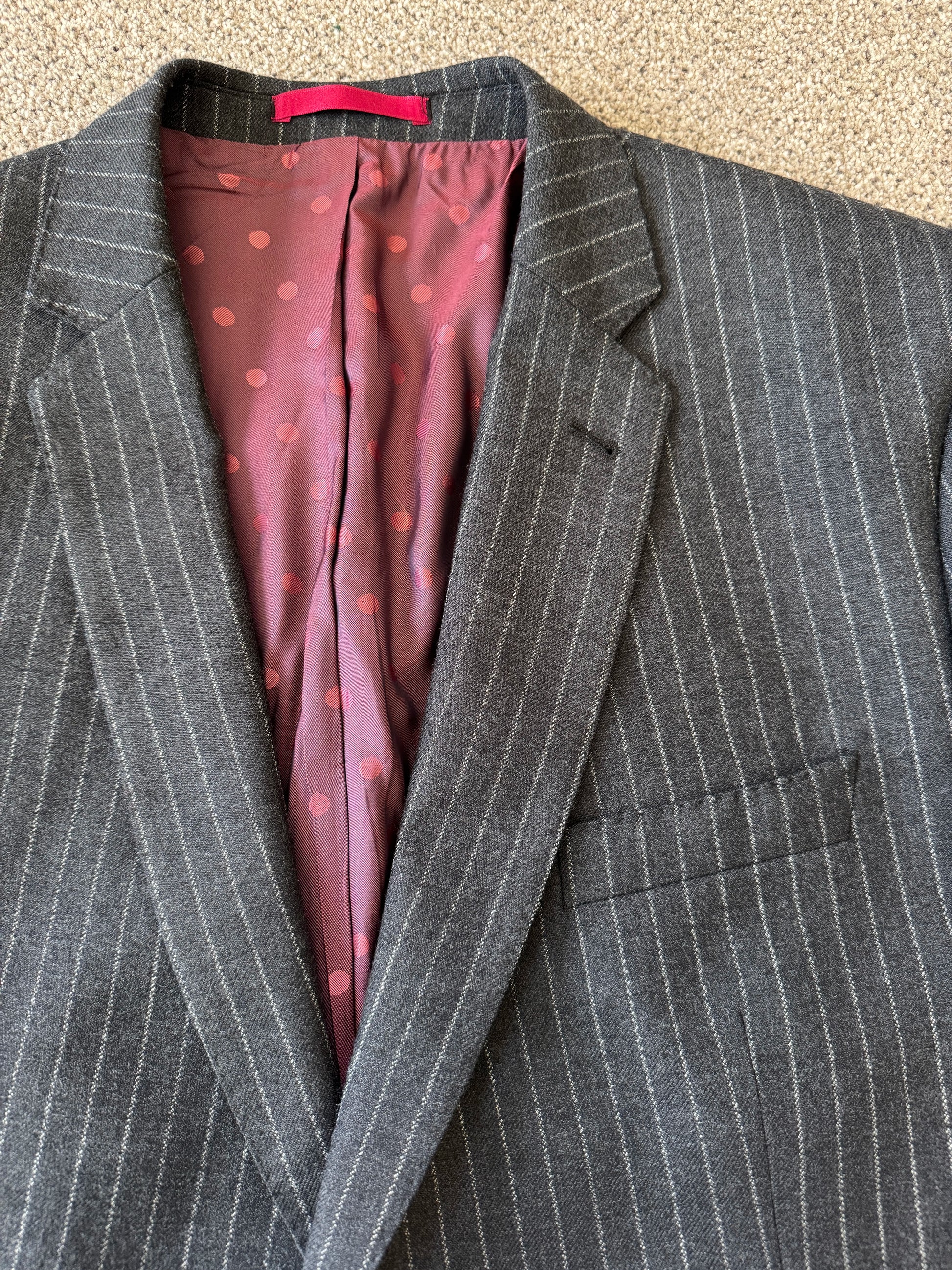 48" Chest/ 40" Trouser Alfred Brown Grey Striped Suit