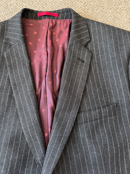 48" Chest/ 40" Trouser Alfred Brown Grey Striped Suit