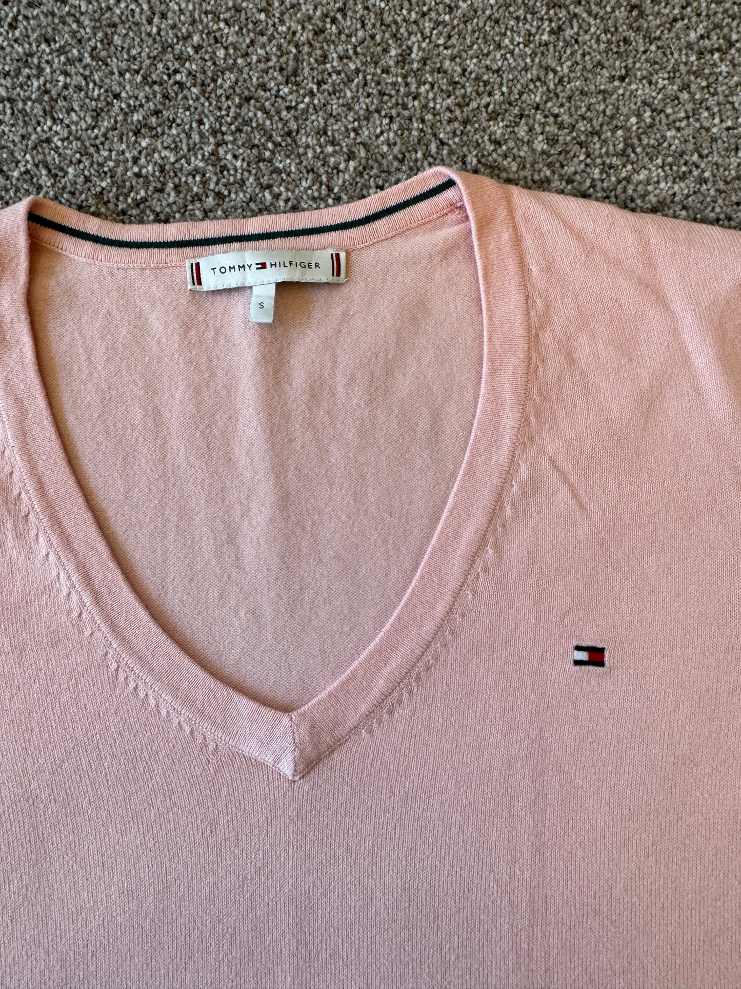 Woman's Small Tommy Hilfiger Pink V-Neck Jumper