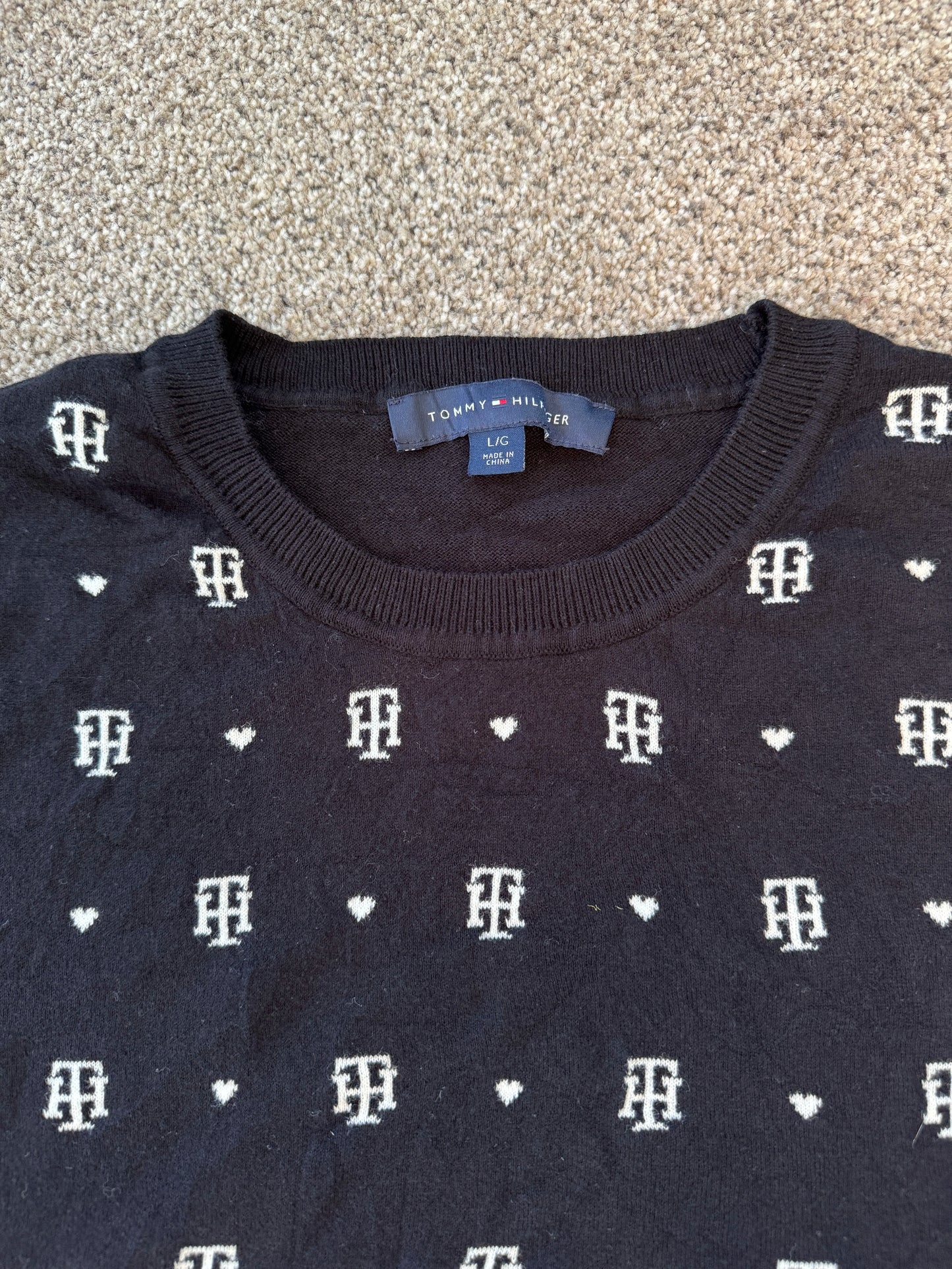 Woman's Large Tommy Hilfiger Black TH Jumper