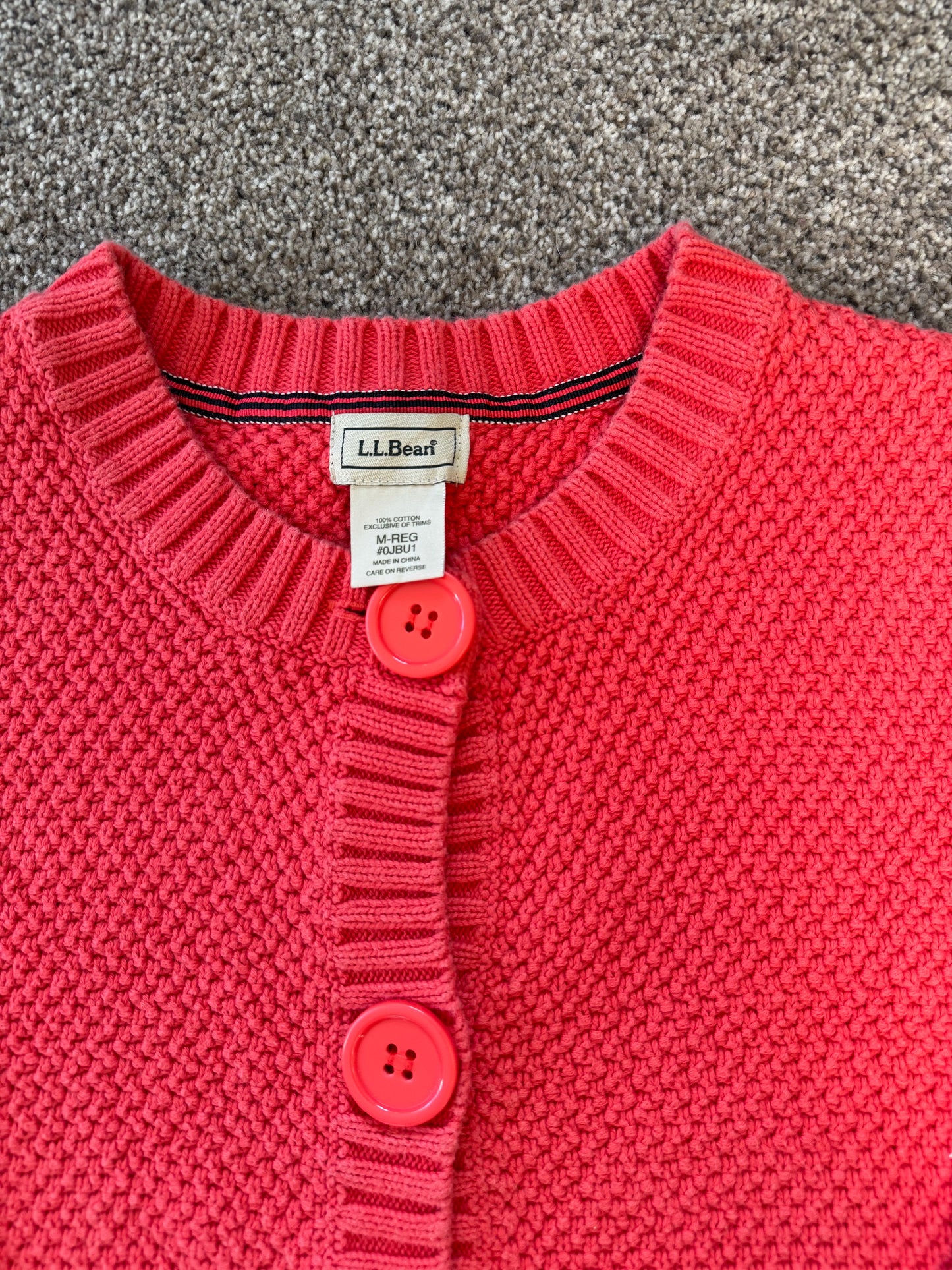 Woman's Medium L.L.Bean Pinky Red Cardigan