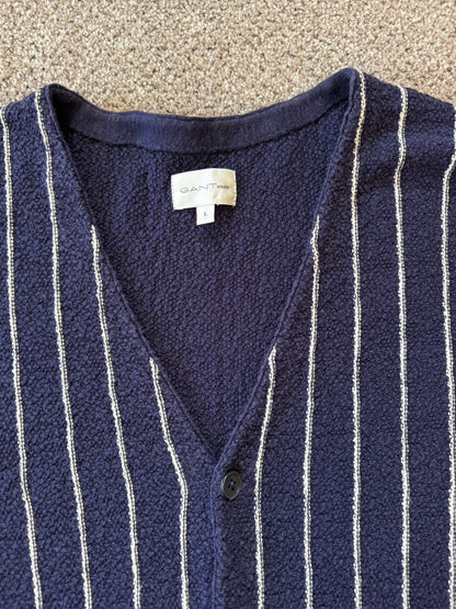 Large Gant Rugger Navy Striped Knitted Cardigan