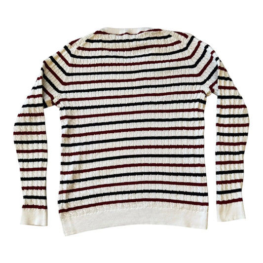 Woman's Medium Tommy Hilfiger White Striped Cable Knit