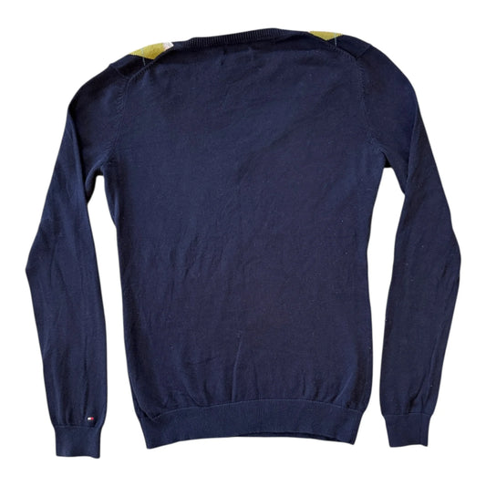 Woman's Small Tommy Hilfiger Navy V-Neck Argyle Jumper