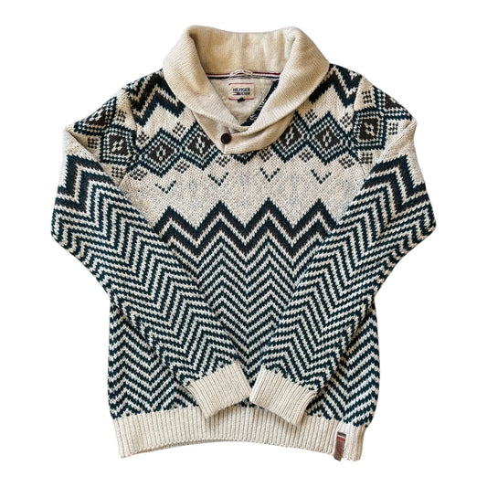 Medium Tommy Hilfiger Beige Knitted Shawl Neck Jumper