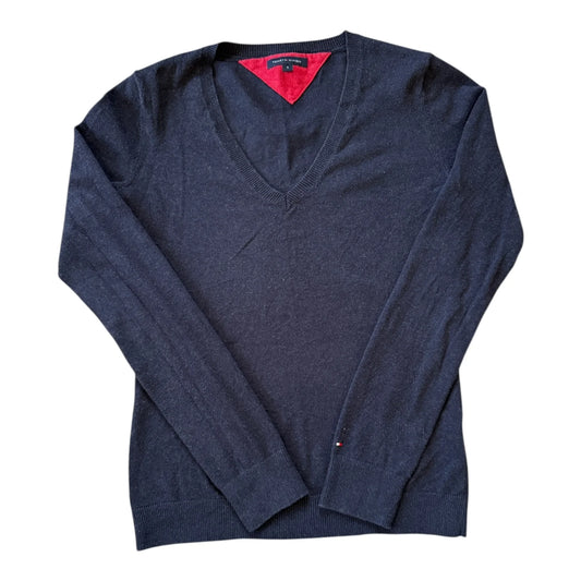 Woman's Small Tommy Hilfiger Navy V-Neck Jumper