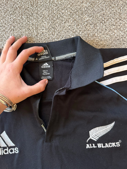 Extra large Adidas New Zealand All Blacks 1/4 Zip Rugby Shirt