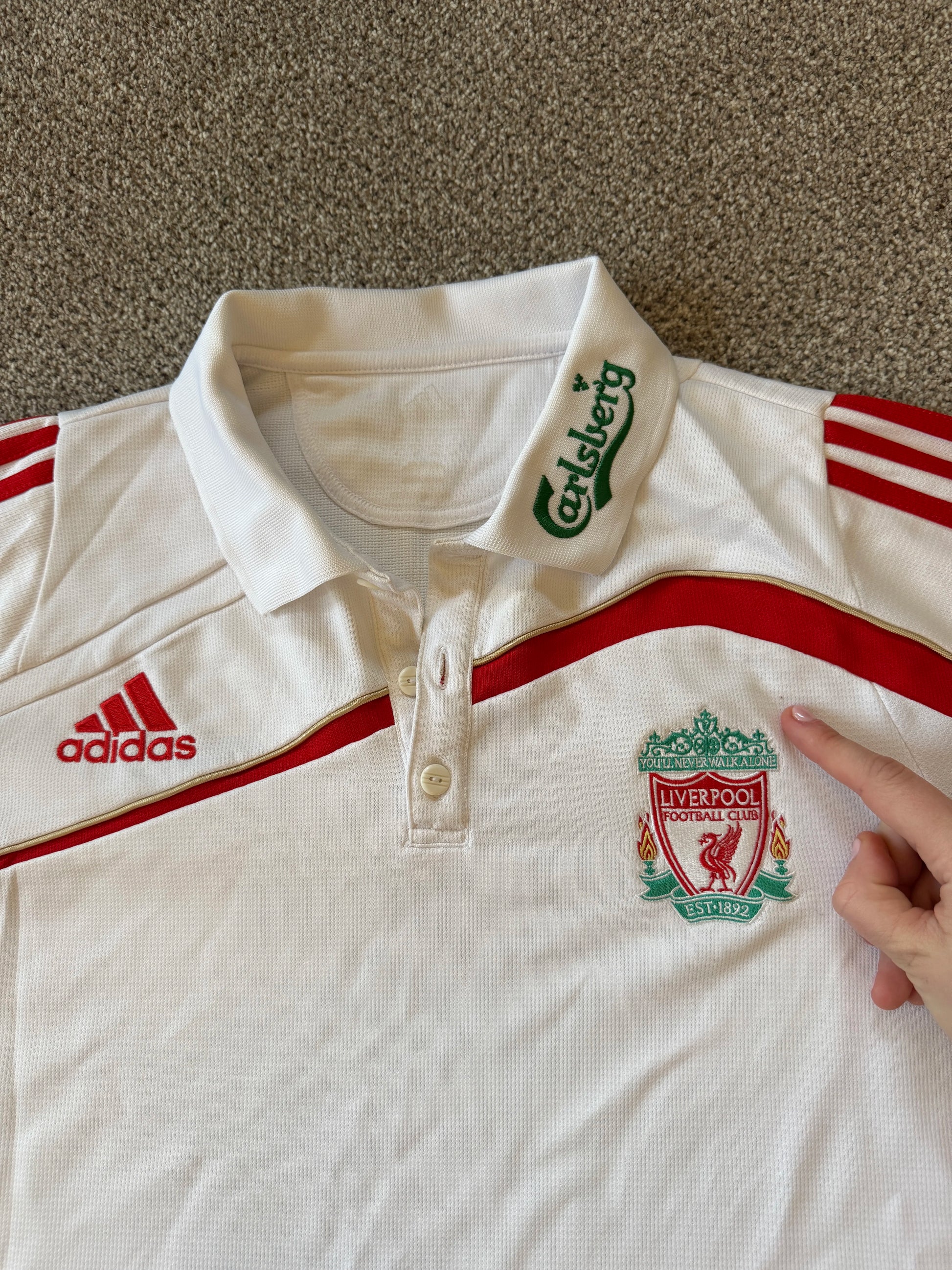 Medium Adidas White 2009 Liverpool Football Shirt