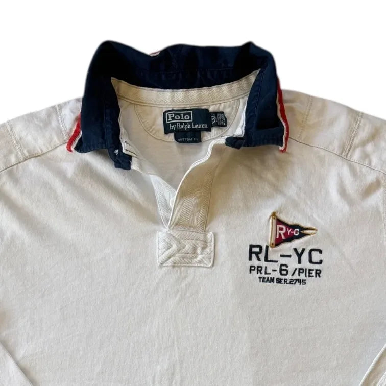 XXL Rare Ralph Lauren White RYC Snipe 5-30 Sailing Club Rugby Shirt