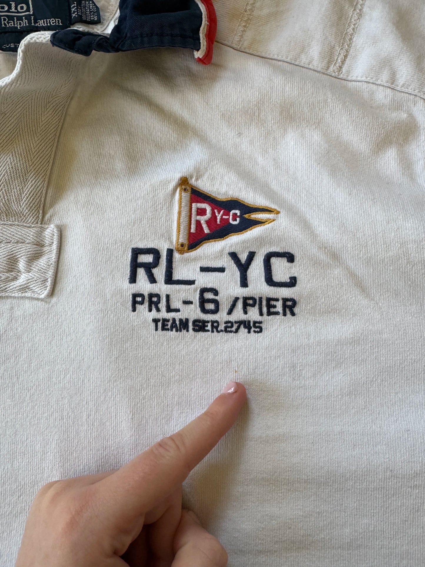 XXL Rare Ralph Lauren White RYC Snipe 5-30 Sailing Club Rugby Shirt