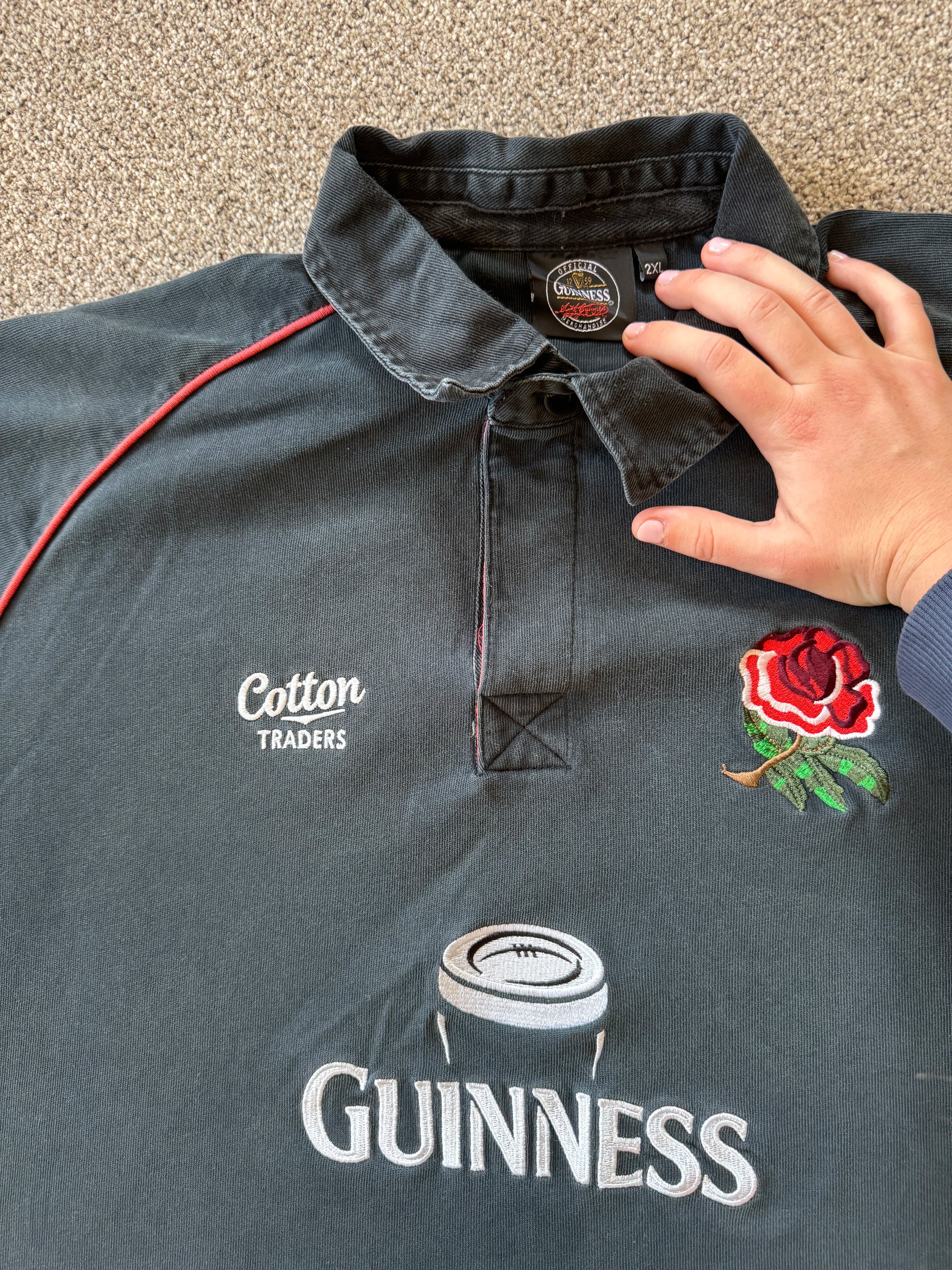 XXL Cotton Traders Black Guinness England Rugby Shirt