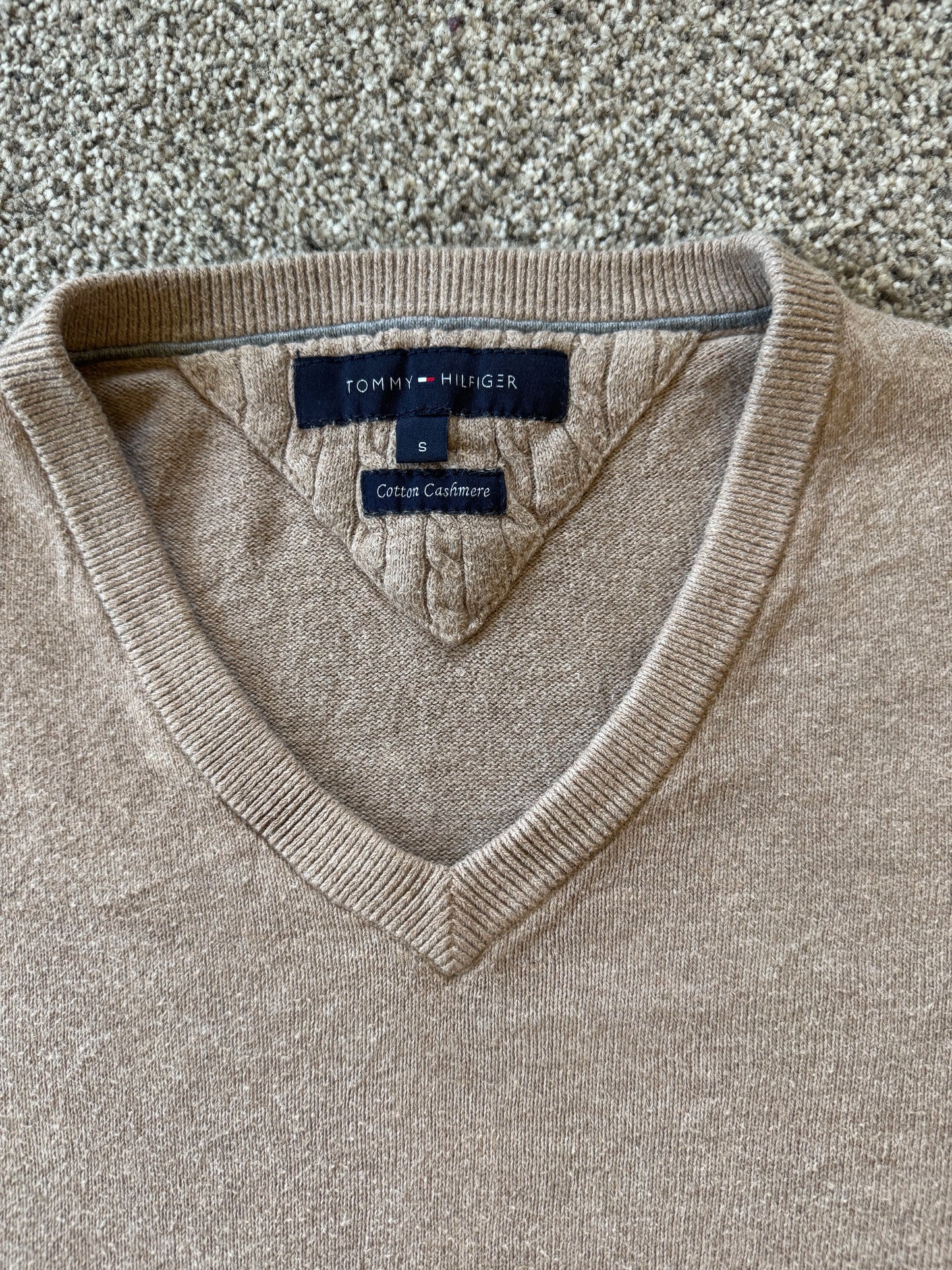 Small Tommy Hilfiger Beige V-Neck Jumper