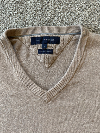 Small Tommy Hilfiger Beige V-Neck Jumper