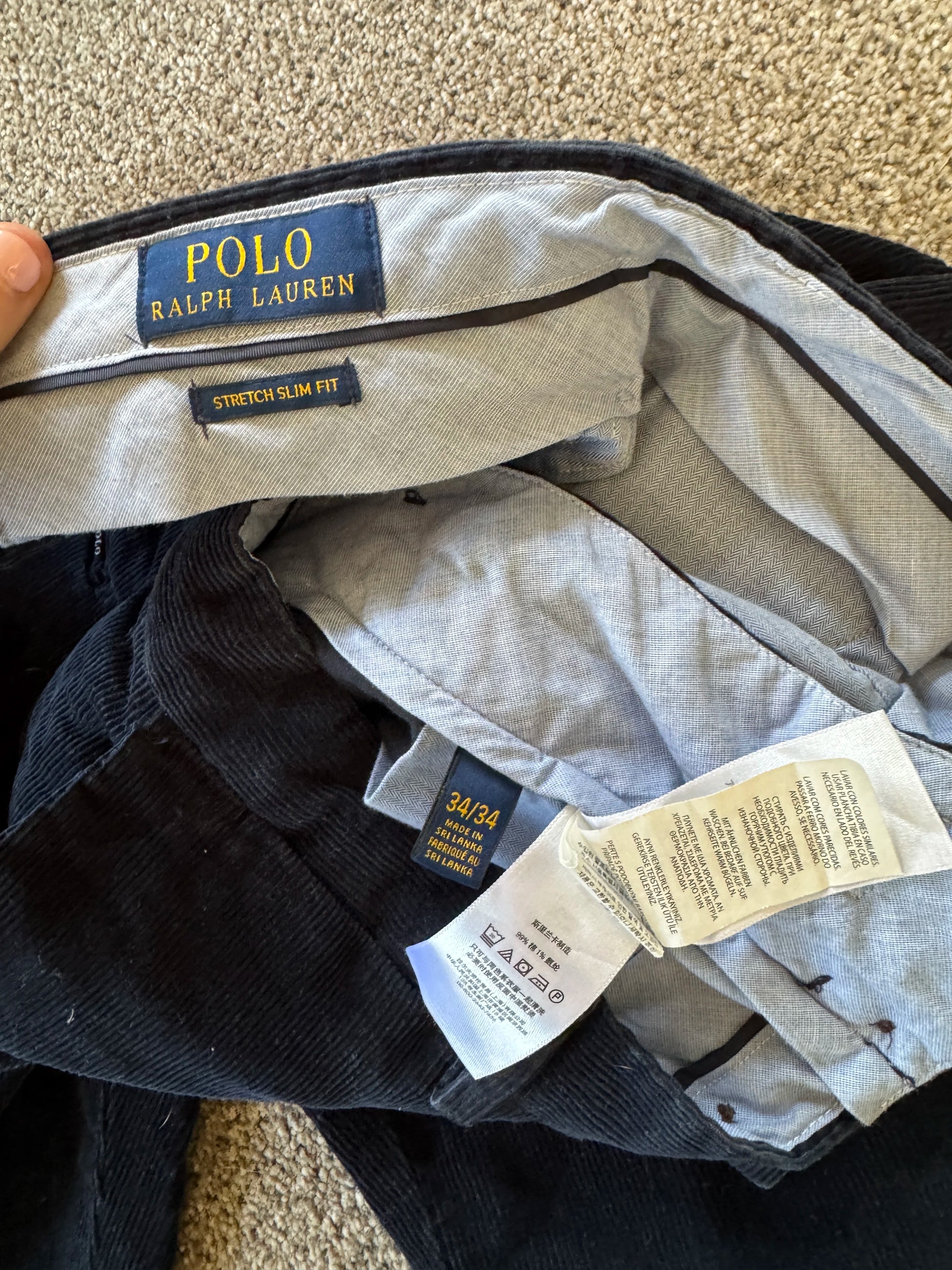 34/34 Ralph Lauren Black Corduroy Trousers