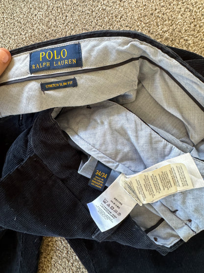 34/34 Ralph Lauren Black Corduroy Trousers