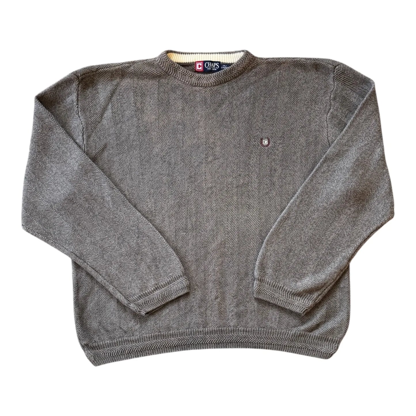 XXL Chaps Brown Knitted Herringbone Jumper