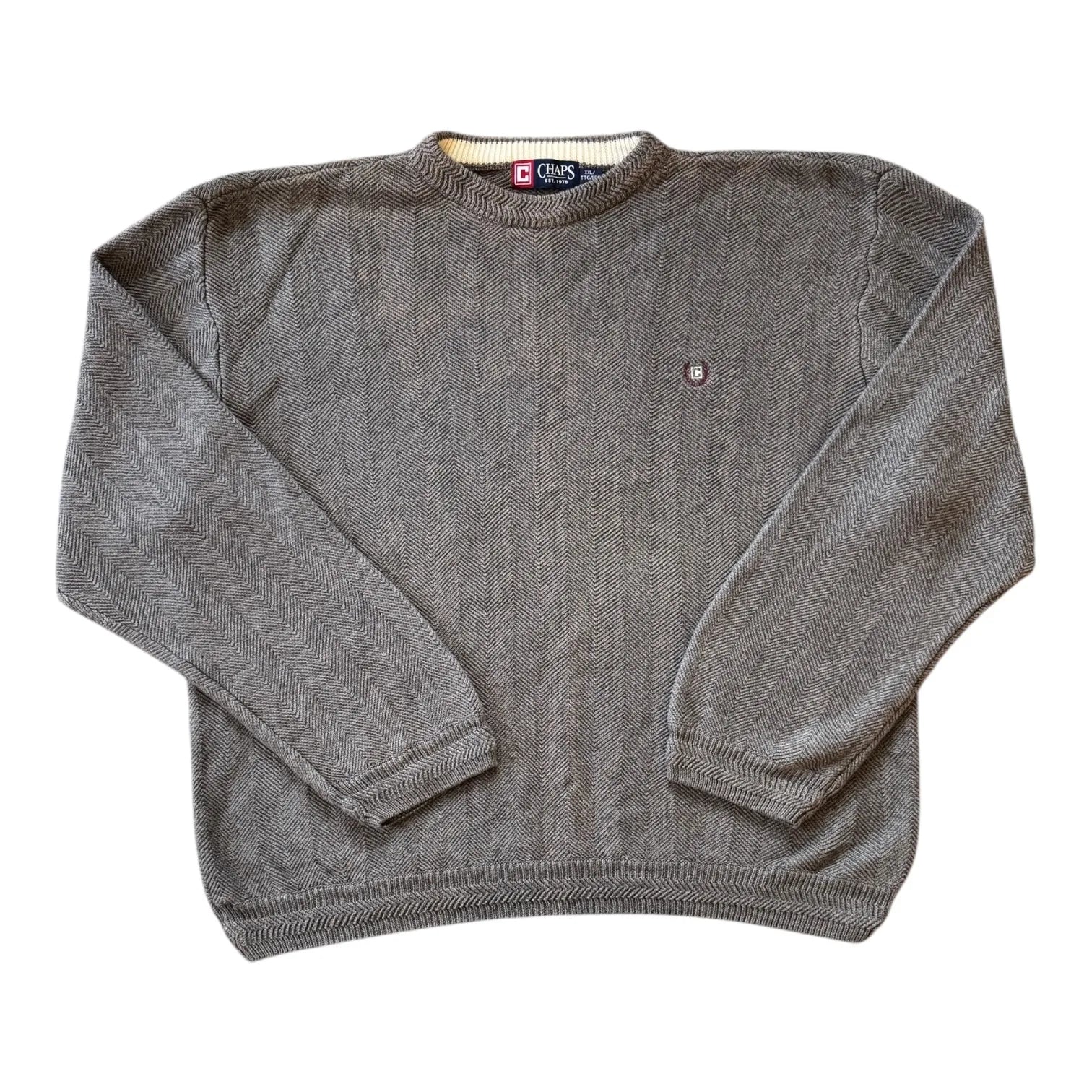 XXL Chaps Brown Knitted Herringbone Jumper