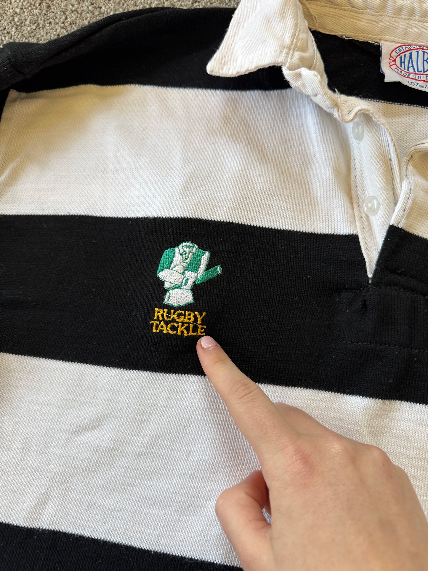 Slim Medium Halbro Black/White Exiles RUFC Rugby Shirt