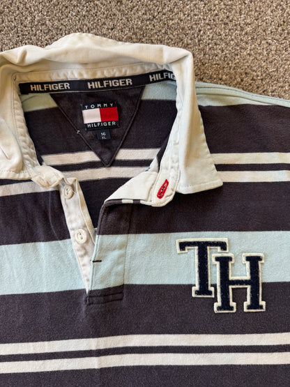 Aged 16 Tommy Hilfiger Blue Striped Rugby Shirt