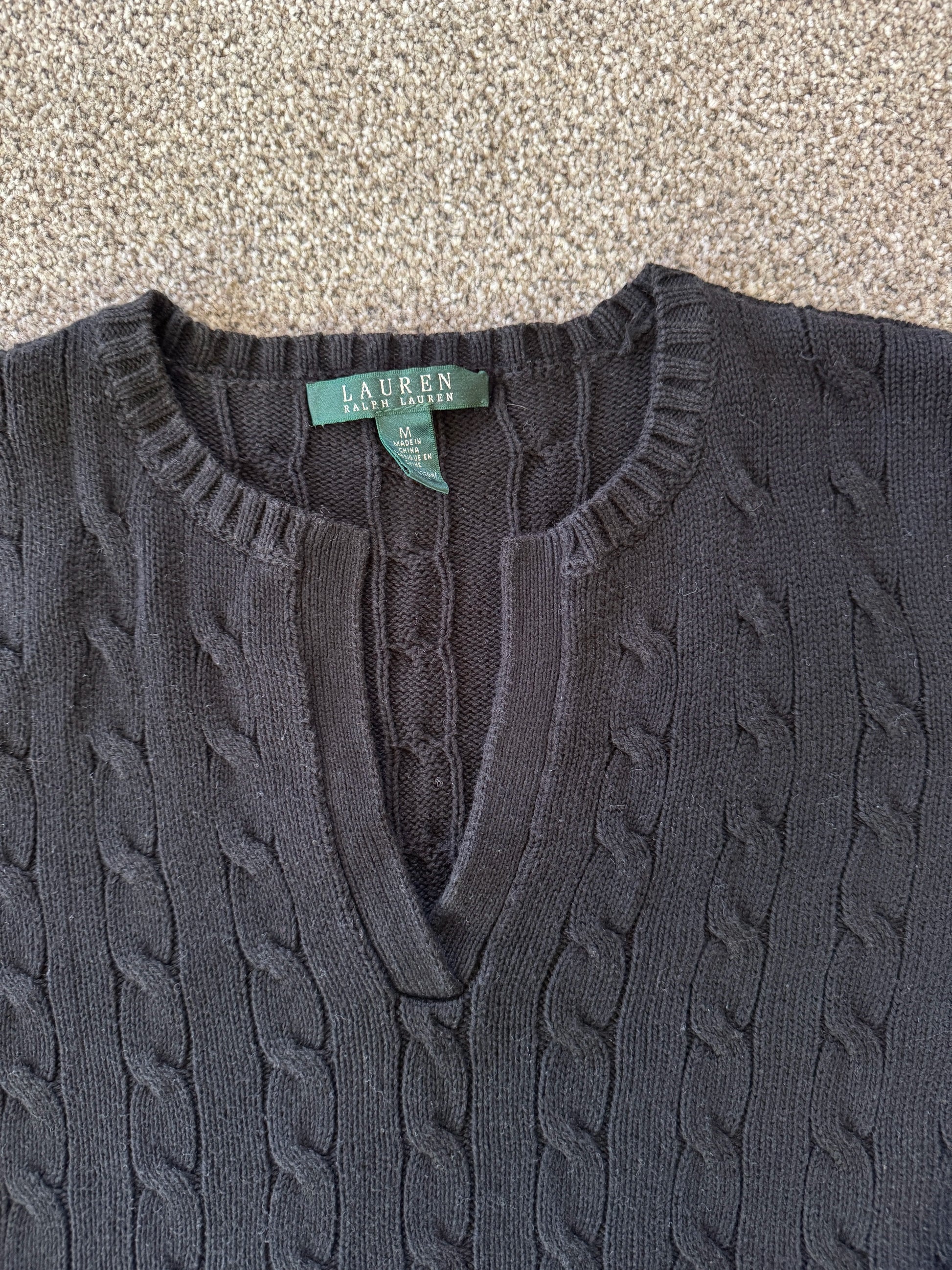 Woman's Medium Ralph Lauren Black Cable Knit