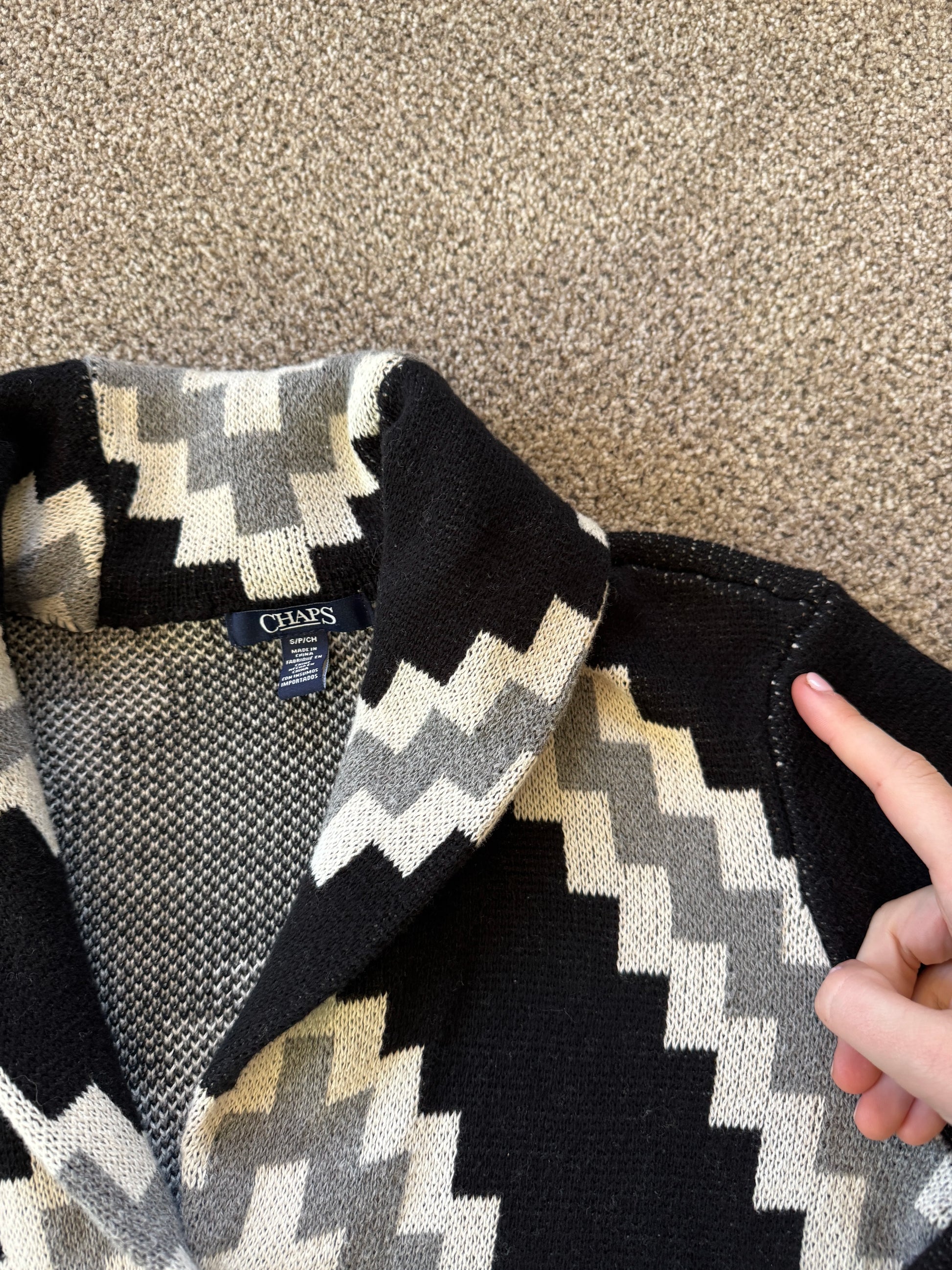 Woman's Small Chaps Black/ White Cardigan