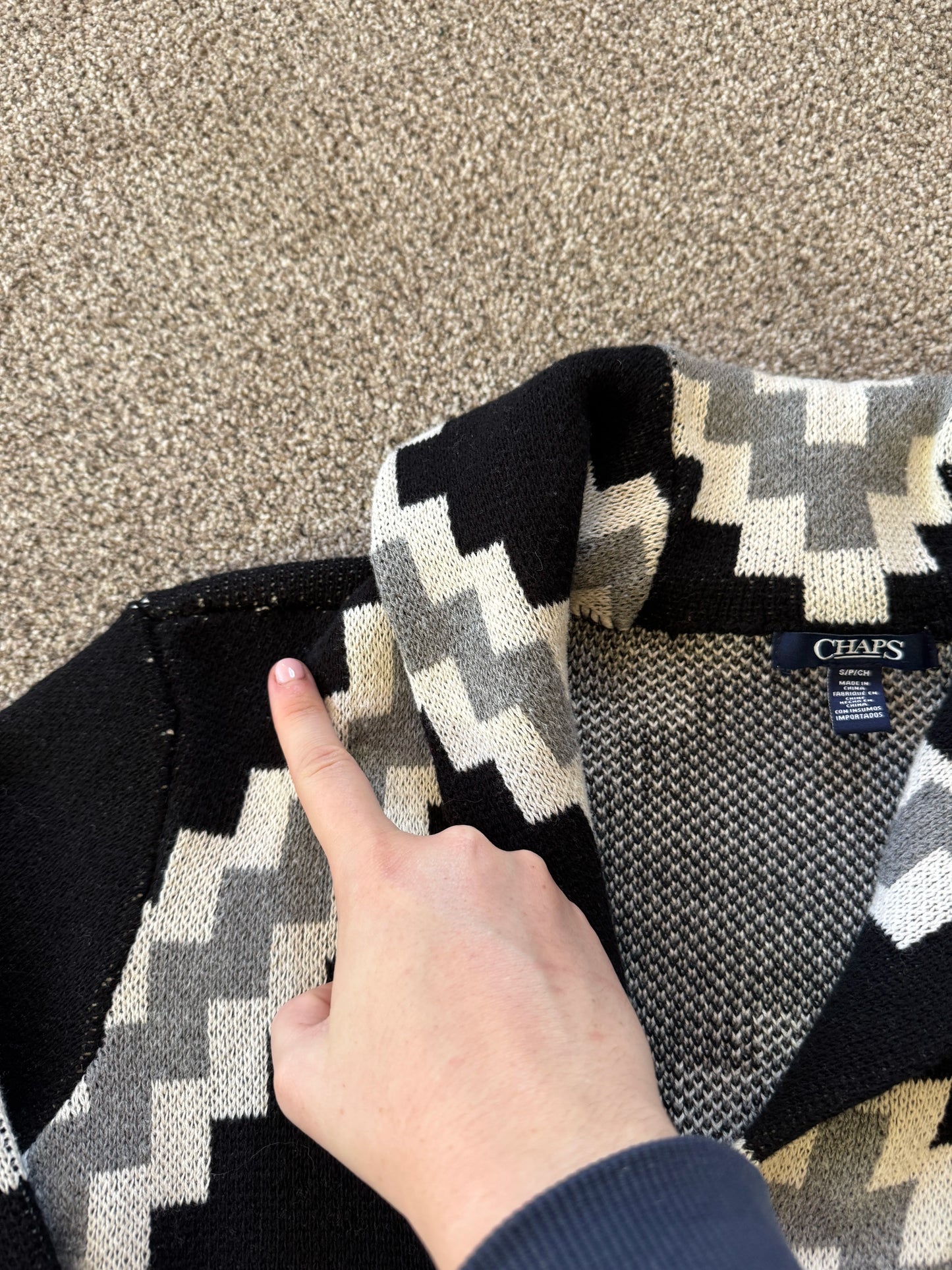 Woman's Small Chaps Black/ White Cardigan