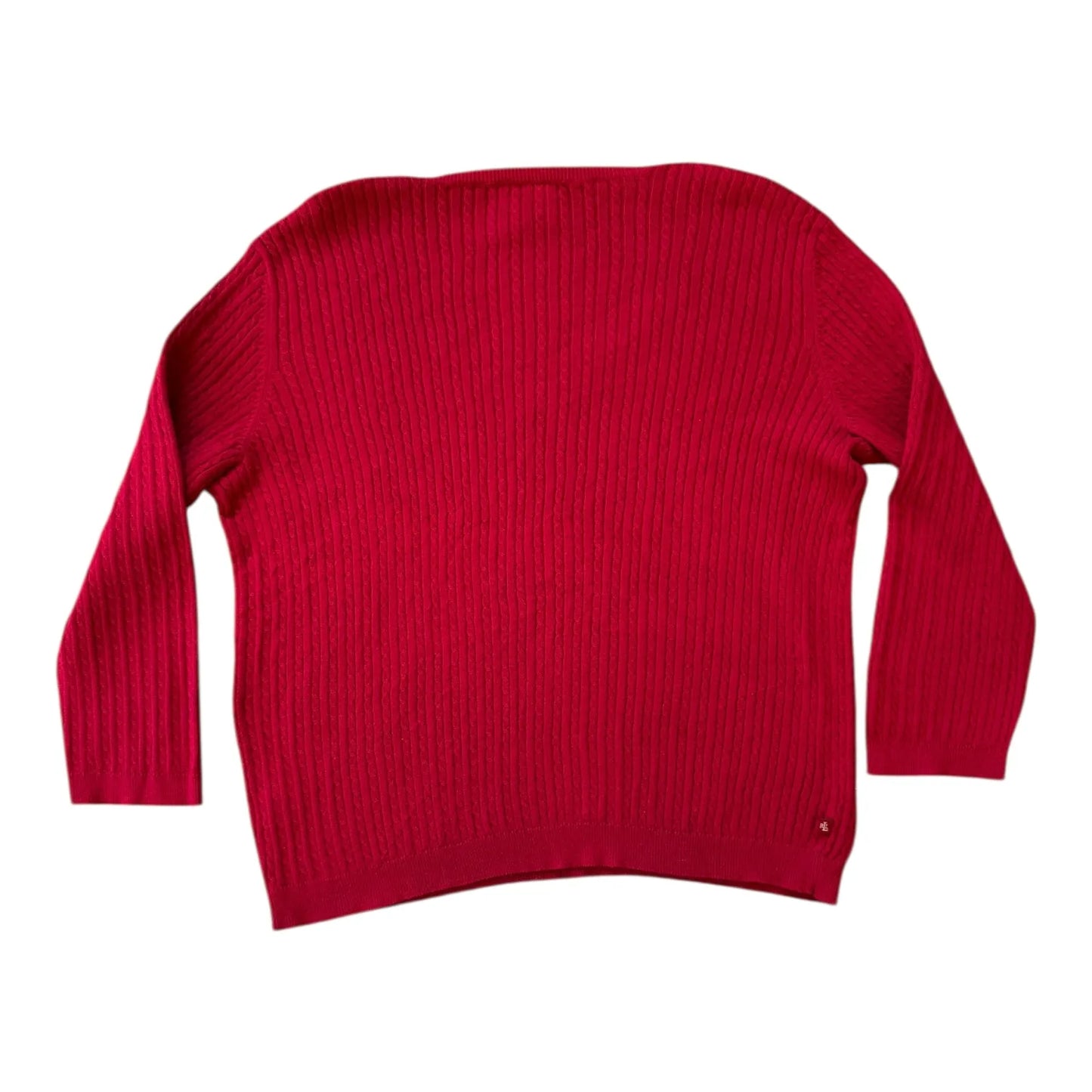 Woman's Large Ralph Lauren Red Thin Cable Knit