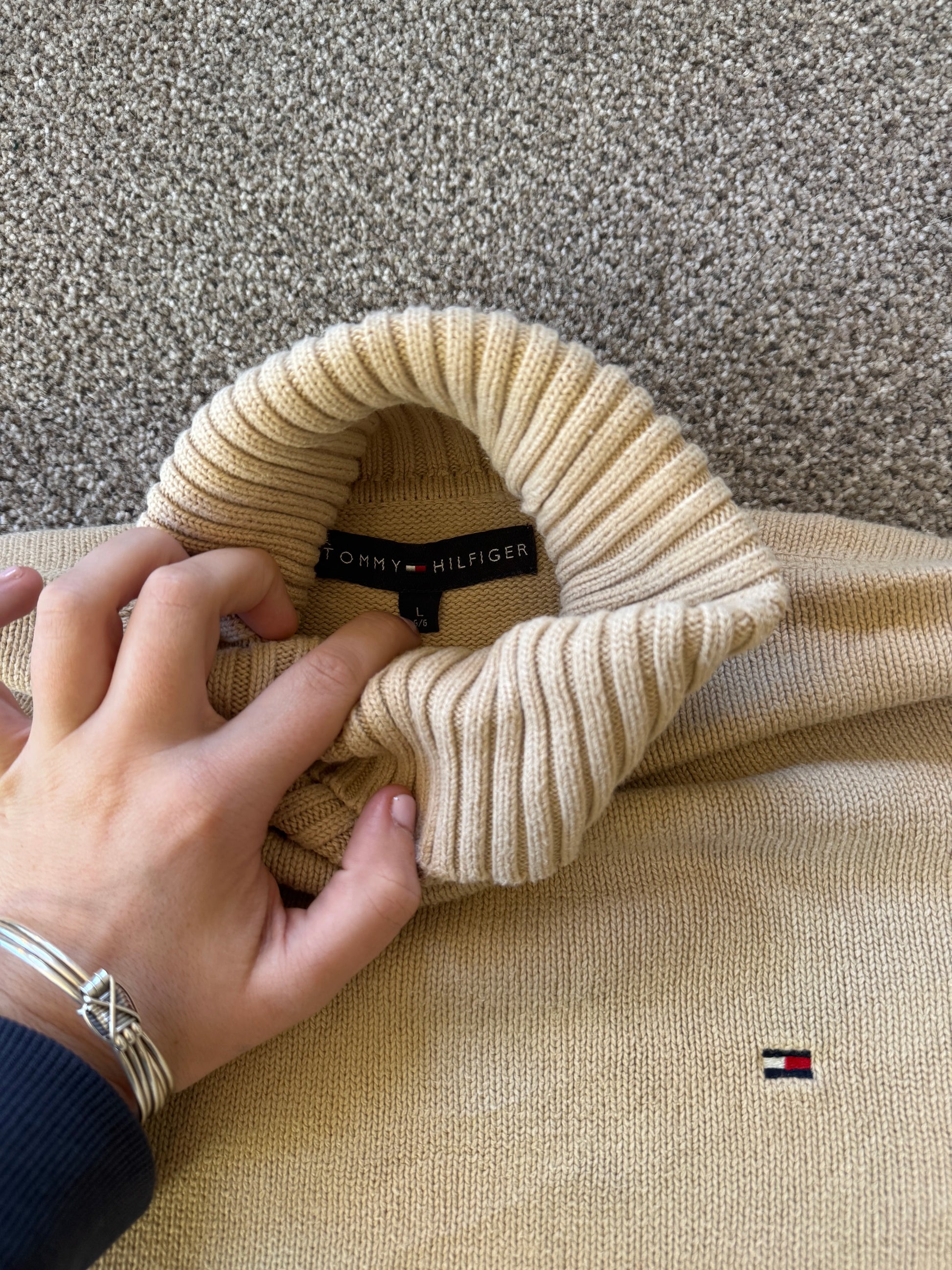 Large Tommy Hilfiger Beige Knitted Turtle Neck