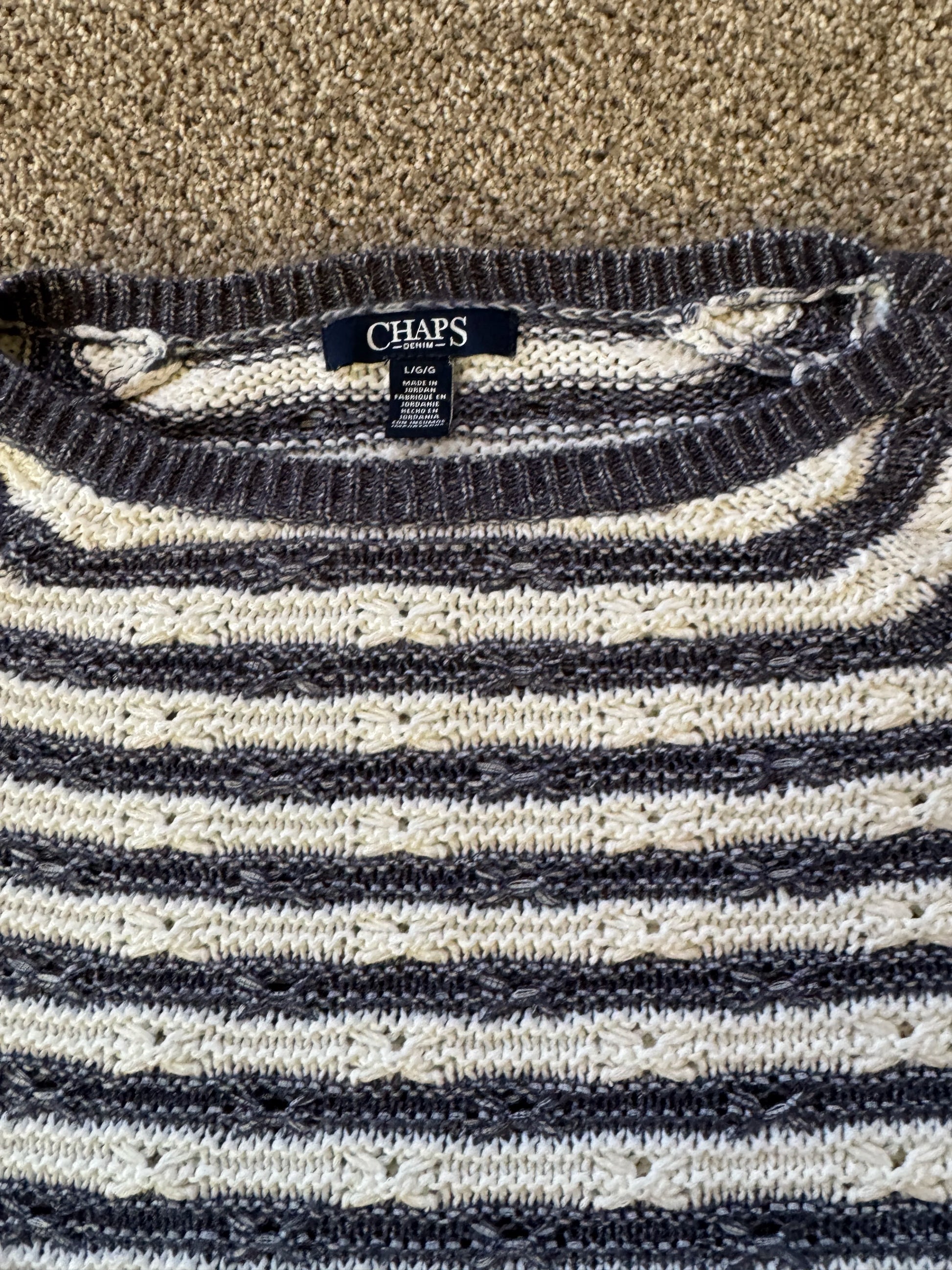 Woman's Large Chaps White Striped Jumper