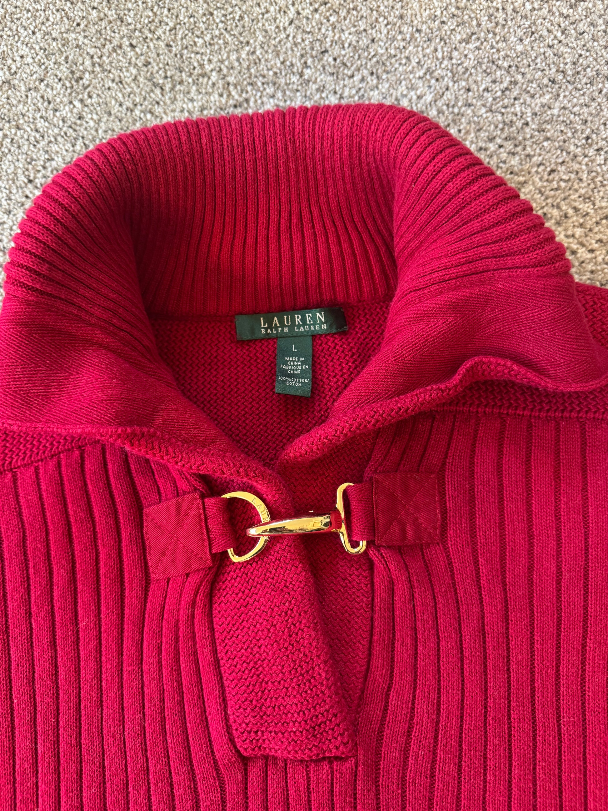 Woman's Large Ralph Lauren Red Knitted Jumper