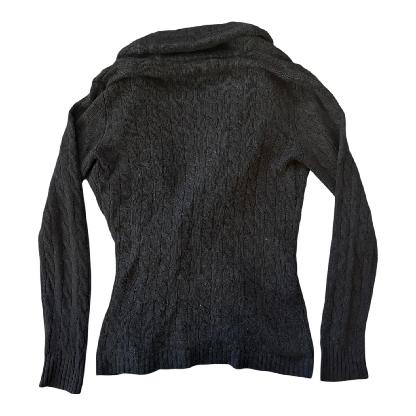 Woman's Small Ralph Lauren Black Cable Knit Wrap Cardigan