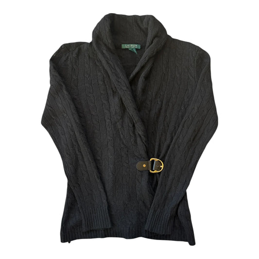 Woman's Small Ralph Lauren Black Cable Knit Wrap Cardigan