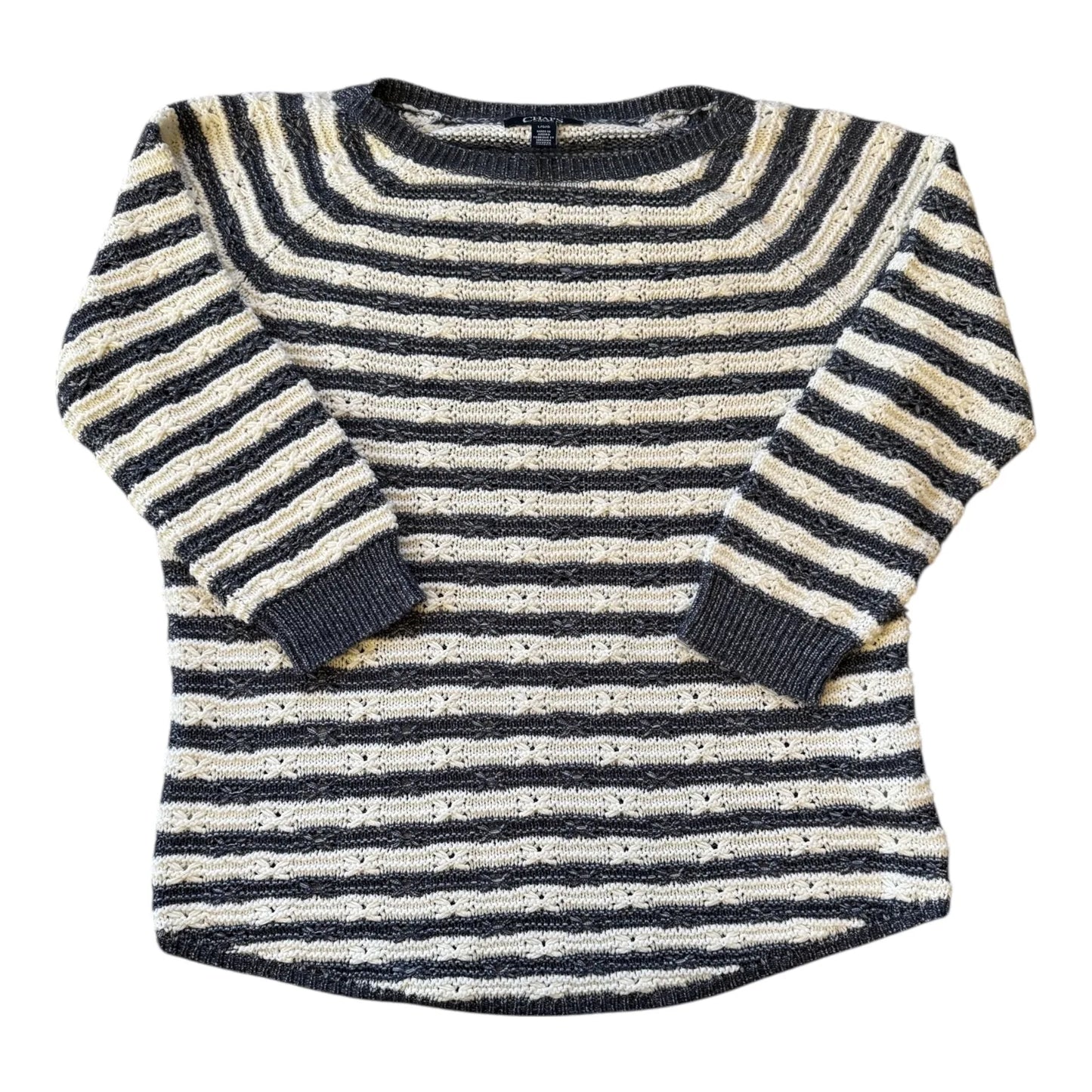 Woman's Large Chaps White Striped Jumper