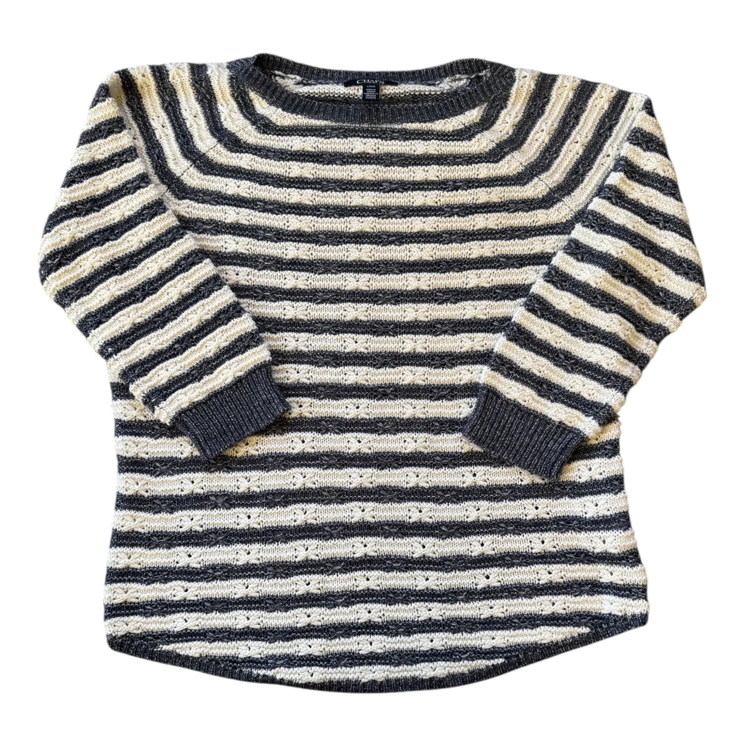 Woman's Large Chaps White Striped Jumper