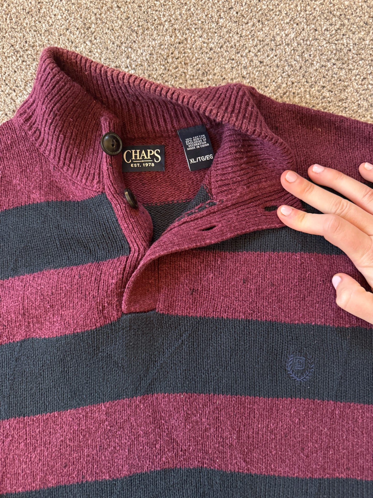 Extra large Chaps Burgundy 1/4 Zip