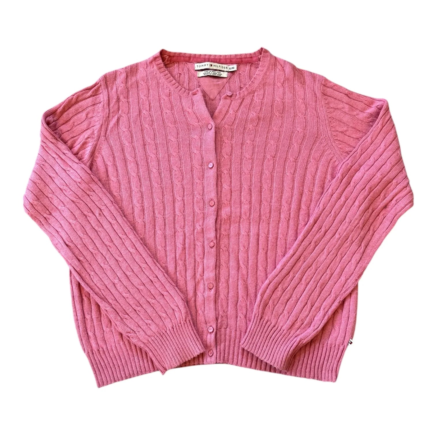 Woman's Tommy Hilfiger Pink Wool Blend Cable Knit Cardigan