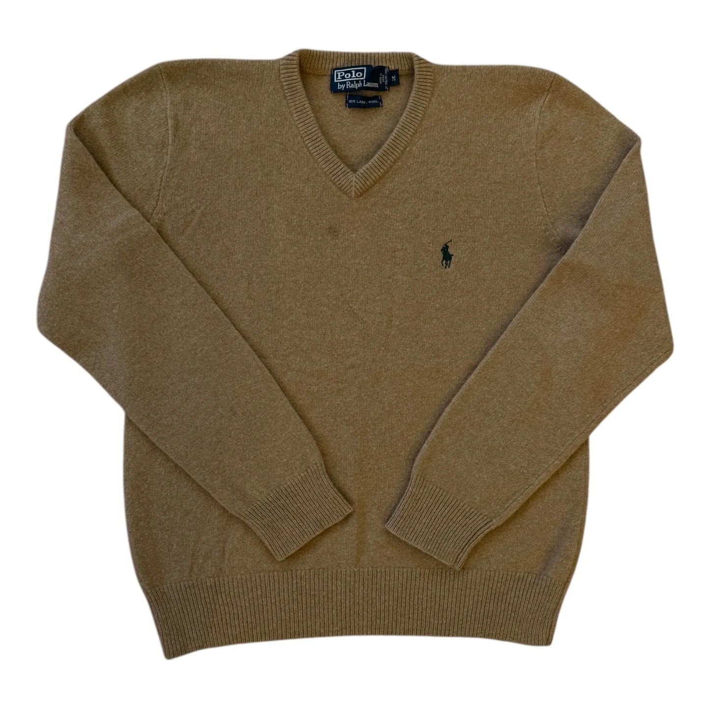 Medium Ralph Lauren Brown Lambswool V-Neck Jumper