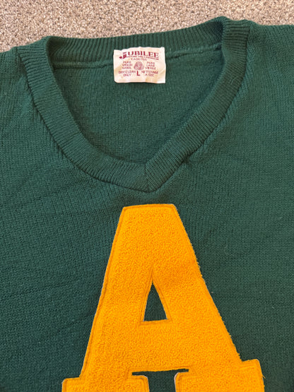 Vintage 60's Large Jubilee Alberta Green Varsity Jumper
